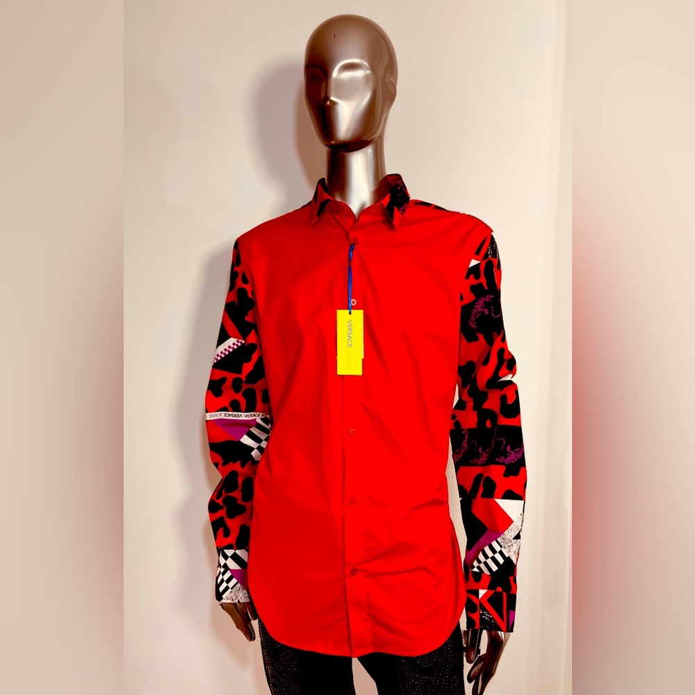 VERSACE JEANS COUTURE POPELINE CASUAL SHIRT MEN”S size ITALIY 56 US 2XL new